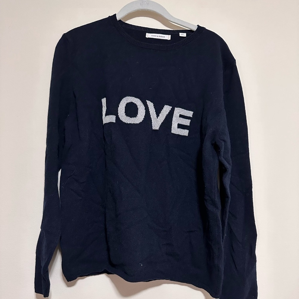 Chinti And Parker - LOVE Merino Wool & Cashmere Jumper & Grey Cardigan.